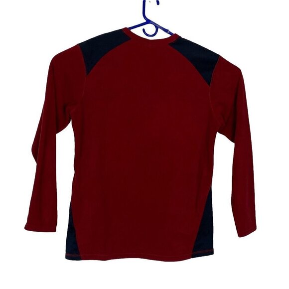 COLUMBIA Men Pullover Long Sleeve Fleece Top Red Black L B53-2 - Picture 2 of 6